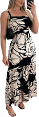 CHICME Summer Dresses for Women 2025 Sleeveless Casual Boho Maxi Dress Square Neck Cut Out Floral A Line Dress