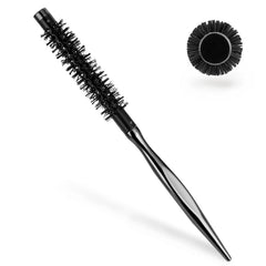 Mini Quiff Roller Brush for Blow Drying and Curling - 1/2 Inch Portable Travel Brush with Wooden Handle and Nylon Bristles for Styling Short, Fine Hair