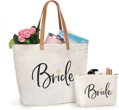 ELEGANTPARK Mrs Bag Mrs Gifts 2025 Bride Gifts Bride Tote Bag Wedding Bridal Shower Bachelorette Party Honeymoon Large Travel Canvas Totes with Zipper