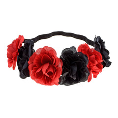 Rose Flower Headband Floral Crown Mexican Hair Wreath (Red White Blue)