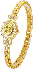 MASTOP Fashion Retro Women's Round Small Dial Watch Diamond Luxury Quartz Analog Dress Party Evening Watch Waterproof Wristwatch