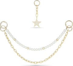 4-in-1 Bag Charms Set, Elegant Gold Purse Charms with Pearl Beads, Shell Pendant, and Safety Pin, Handbag Charm