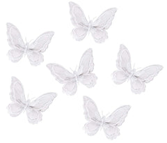 Butterfly Hair Clips Penta Angel 6Pcs Lace Embroidery Flower Butterfly Hair Bow Pins Wedding Hair Accessories for Women Halloween Party Decor (Light Blue)