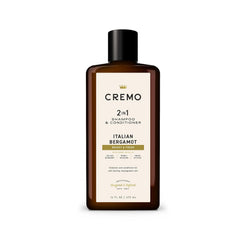 Cremo Bourbon & Oak 2 in 1 Shampoo & Conditioner for Men, A Sophisticated Blend of Distillers Spice, Fine Bourbon and White Oak, 16 Fl Oz