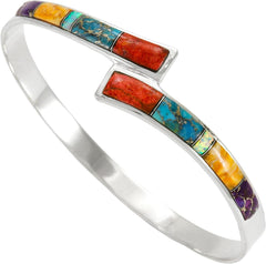 Turquoise Bracelet Sterling Silver 925 Genuine Gemstone Bangle Bracelet