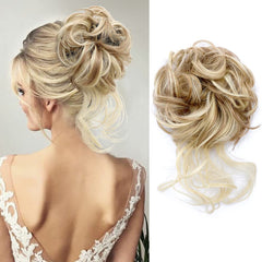 KETHBE Messy Bun Hair Piece Tousled Updo Hair Buns Extension Elastic Hair Band Hair Pieces Curly Hair Bun Scrunchie For Women (Black)