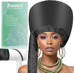 Hooded Hair Dryer Bonnet - Fast-Drying Bonnet Hair Dryer for Natural Hair, Deep Conditioning, Styling, & Curl Enhancing - Adjustable Fit, Heat Distribution, Portable & Lightweight for Travel(Black)