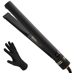 HOT TOOLS Pro Artist Black Gold Ionic 1 1/4 Inch Flat Iron - Use as Straightener for Sleek Straight Hair or Use Rounded Edges for Shiny Curls and Waves, Stylist-Preferred Styles