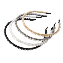 Cuizhiyu 4 PK Crystal Rhinestone Headbands for Women Girls Double Rows Sparkly Beaded Hair Hoops Clear Black Weave Narrow Hair Bands Hair Accessories (Color A)