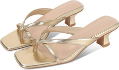 MICIFA Kitten Heel Sandals for Women Low Heels Flip Flop Fashion Strappy Mule Heels Rounded Open Toe Casual Slides Heeled Thong Sandals Women