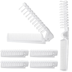6PCS Travel Folding Hair Brush and Comb Set, Anti-Static Mini Pocket Combs for Men & Women (Black, Plastic)