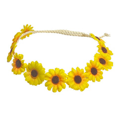 zYoung Sunflower Crown Daisy Hair Wreath Bridal Headpiece Photo Props (White)