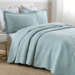 MarCielo 3Pcs 100% Cotton Oversized Quilt Bedspread Coverlet Set TF