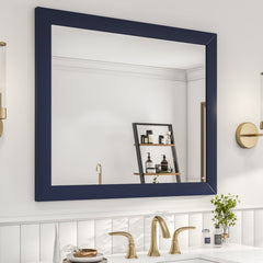 Eviva Acclaim 36" x 30" Rectangular Blue Wooden Framed Mirror - 36X30