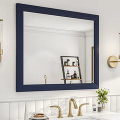 Eviva Acclaim 36" x 30" Rectangular Blue Wooden Framed Mirror - 36X30
