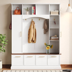Luxury 4-in-1 Farmhouse Hall Tree by Harper&Bright Designs