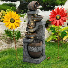 42.5'' Pot Water Fountain with Lights Resin Water Feature