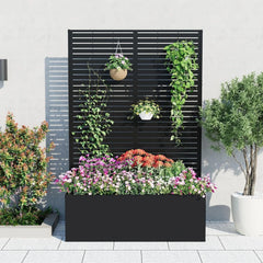 Metal Privacy Screen Planter Box, Raised Garden Bed for Climbing Plants, Veggies, Horizontal Stripes