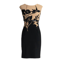 Connected Apparel Ottoman Floral Print Belted Dress