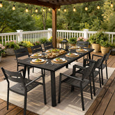Outdoor All-Aluminum Dining Table with Umbrella Hole for 6-12 Person
