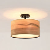 Breaux Wood Veneer Drum Semi Flush Mount Ceiling Light