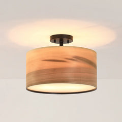 Breaux Wood Veneer Drum Semi Flush Mount Ceiling Light