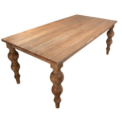 Owen Rectangular Reclaimed Mindi Wood Carved 4-Leg Dining Table