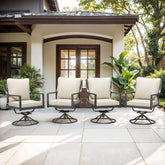 Meyreso Metal Frame Dining Chairs with Beige Cushions (4-Pack) - 4-Pack