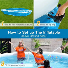 Inflatable Swimming Pool w/Durable PVC Material,Easy Installation
