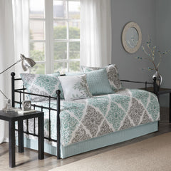 Madison Park Claire Aqua Printed 6-piece Day Bed Cover Set