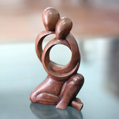 NOVICA Handmade Wood Statuette Together Forever (Indonesia) - 9.75" H x 6" W x 2" D