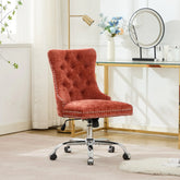 GDFStudio - Modern Chenille Tufted Upholstered Office Chair with Chrome Metal Base with Nailhead Trim and High-Rebound Cushion