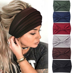 Yeshan Boho Bandeau headbands for Women Wide Bandana Knot Hair Scarf Floral Printed African Hair Bands Elastic Turban Thick Head Wraps Stretch Cotton Head Bands,Pack of 6