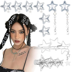 20PCS Star Hair Clips Y2k Hair Accessories for Women Black White Polka Dot Cute Hair Pins for Girls Star Barrettes Non Slip Kawaii Snap Hair Clips Small for Styling Festival Accessories