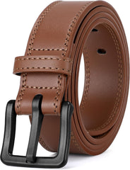 XZQTIVE Men’s Metal Free Belt Hypoallergenic Leather Belts For Jeans Dress Nickle Free TSA Belt With Black Buckle