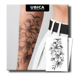 Semi Permanent Tattoo 2 Sheets | Cherry Blossom Design Lasts 2 Weeks, Waterproof & Realistic Tattoos for Women Arm Non-Reflective, Develops Fully in 48H