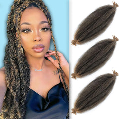 Afro Twist Hair Pre Separated Springy Afro Twist Hair Pre stretched Wrapping Hair for Soft Locs Afro Spring Twist Hair Marley Twist Braiding Hair Extensions (8 Inch (Pack of 3),1B)