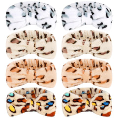 Ondder Spa Headband for Washing Face 8 Pack Pink Skincare Headbands for Women Girls Terry Cloth Cute Bow Head Bands