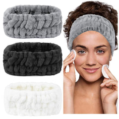 LAPOHI 3 Pack Microfiber Towel Headbands for Washing Face, Facial Headbands Makeup Headband Spa Headband Skincare Headband Fash Wash Headband for Women and Girls