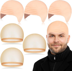 Bald Cap, Halloween Latex Bald Caps with Nylon Wig Caps for Women Men Adults Constume Accessories