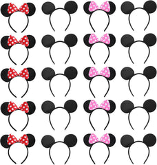 20 PCS Mouse Ears Headbands for Birthday Party Theme Park Costume Play Celebration for Boys and Girls (3color)