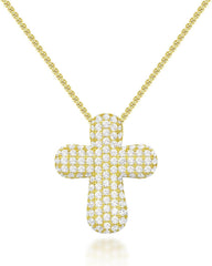 KissYan Bubble Cross Necklace for Women, 14K Gold Plated Cubic Zirconia Cross Pendant Necklaces Simple Trendy Faith Jewelry Gifts