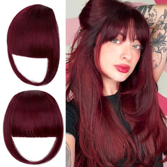 Bangs Hair Clip in Bangs,Thick French Clip in Hair Extensions Wispy Fake Hairpieces for Women Fringe with Temples for Daily Wear Copper Red