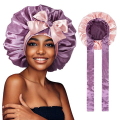 LADES Satin Bonnet for Sleeping, Hair Wrap Silk Bonnet for Sleeping Women Double Layer Large with Tie Band Night Cap Gifts