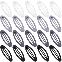20PCS Oval Metal Snap Clips for Women No Slip Small Barrettes for Thin Fine Hair,Matte Black Brown Beige