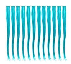 SWACC 12 Pcs Straight One Color Party Highlights Clip on in Hair Extensions Colored Hair Streak Synthetic Hairpieces (Platinum Blonde)