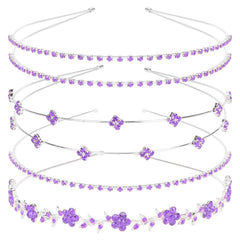Jaciya Rhinestone Headband Silver Bridal Wedding Headband Crystal Flower Girl Leaves Crown Metal Hair Band Tiara Prom Hair Accessories for Women Girls