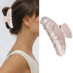 Medium French White Hair Claw for Women - Styling Banana Clips for Thin Hair, Exquisite Barrettes and Hair Decorations (1Pcs)