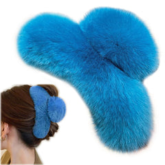 YOYLMAL Large Faux Fur Hair Claw Clip for Women, 5.1 Inches Winter Fluffy Fuzzy Hair Clips, Nonslip Strong Hold Furry Big Jaw Clamp for Thick Long Hair (Coffee)