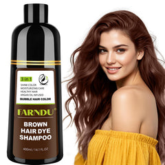 FARNDU Light Brown Hair Dye Shampoo 3 in 1 with Argan Oil – 10-15 Min Gray Coverage, Natural Instant Hair Color Shampoo for Women and Men, Long-Lasting Up to 6 Months